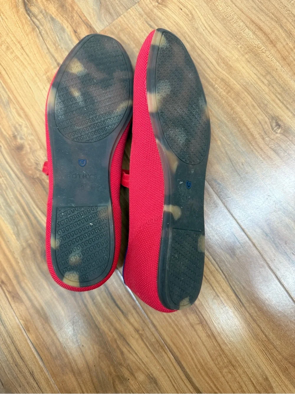 Rothy's The Square Red Mary Jane Flats with Blue Trim - Picture 9 of 9